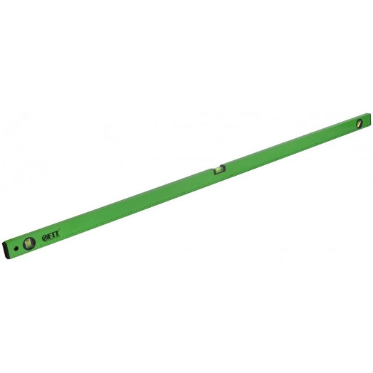 Уровень ''Техно'', 3 глазка, зеленый корпус, фрезерованная рабочая грань, шкала 1500 мм