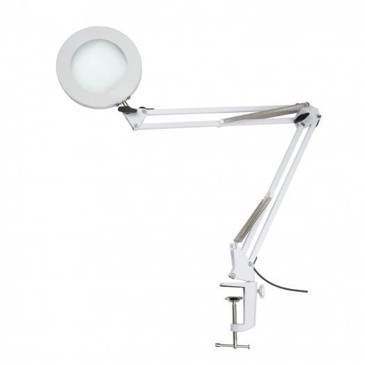 Светильник настольный c увеличительным стеклом 5-ти кратное увеличение 8W Механический выключатель на шнуре TLD-568 White/LED/300Lm/2700-5500K/Dimmer/X5 Белый
