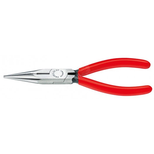 Длинногубцы с режущими кромками полукруглые прямые губки резка - проволока средней твердости 25мм твердая проволока 16мм L=140мм черные обливные рукоятки блистер