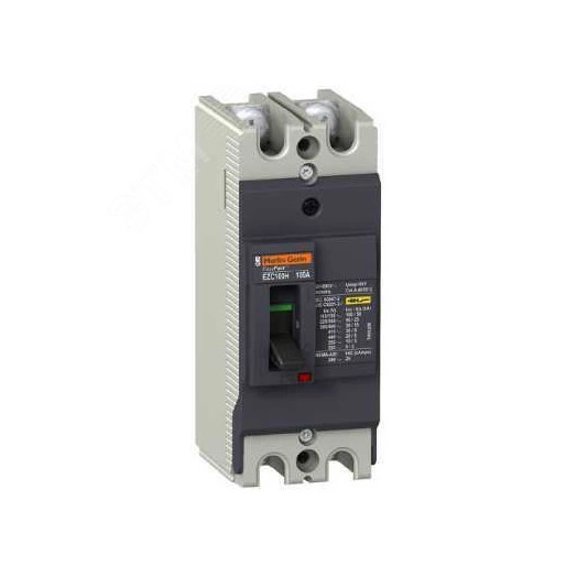Выключатель автоматический двухполюсный EZC100 30 KA/380В 2Т 80 A