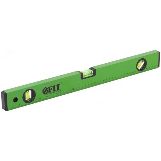 Уровень ''Техно'', 3 глазка, зеленый корпус, фрезерованная рабочая грань, шкала 500 мм