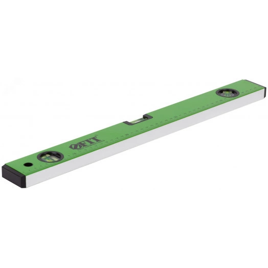 Уровень ''Техно'', 3 глазка, зеленый корпус, фрезерованная рабочая грань, шкала 500 мм