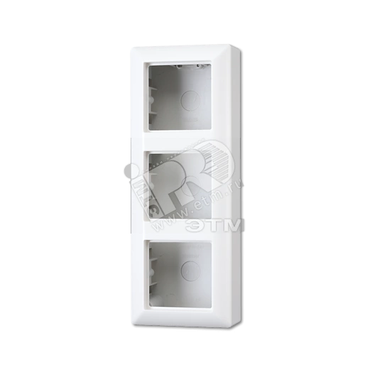 Коробка для накладного монтажа 3-я с негорючим основанием, в комплекте с рамкой  для установки устройств и накладок серии A  для горизонтальной/вертикальной установки  Серия- AS500  Материал- дуропласт  Цвет- белый