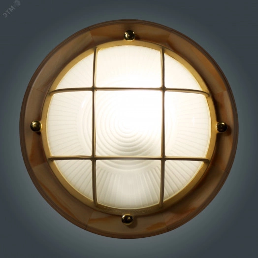 Светильник НПП-03-60-014 IP65 Самарканд 1302 Круг малый матовый / корпус с решеткой дер. Сосна индивидуальная упаковка