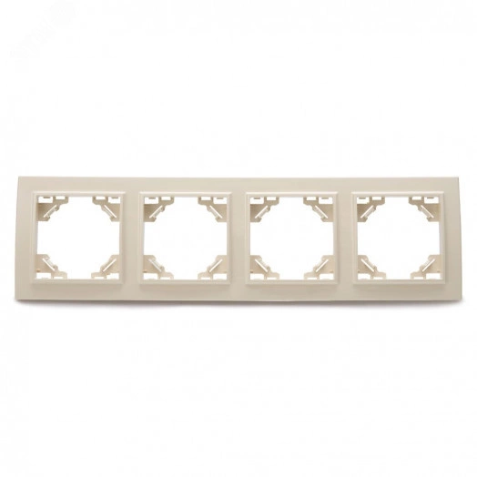 Рамка четырехместная горизонтальная, серия Эрна, слоновая кость Stekker