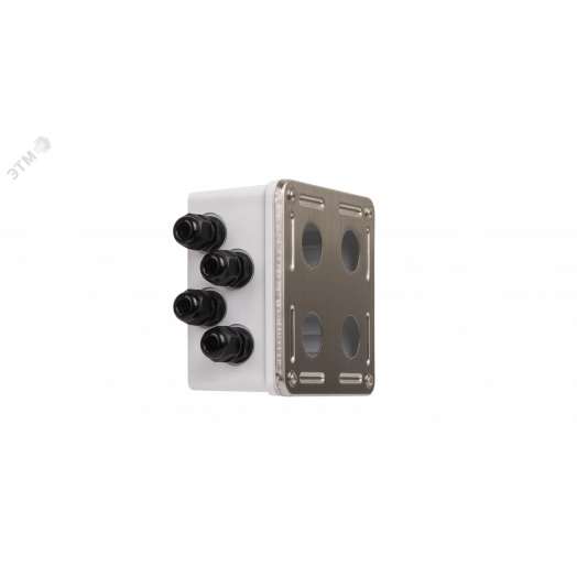 Индустриальный корпус настенной розетки, 4 порта, под модули-вставки, IP67, металлик