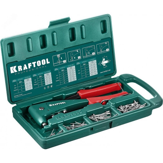 Литой заклепочник в кейсе, удержание заклепки, 2.4 - 4.8 мм, X-5F