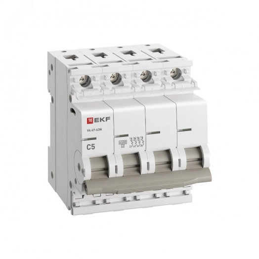 Автоматический выключатель 4P 5А (C) 4,5kA ВА 47-63N EKF PROxima