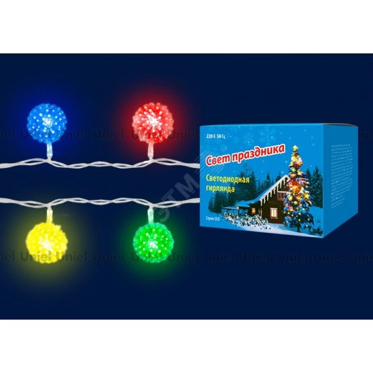 Гирлянда светодиодная Шарики с контроллером 20 светодиодов 2,8 м RGB IP20 провод прозрачный ULD-S0280-020/DTA RGB IP20 BALLS
