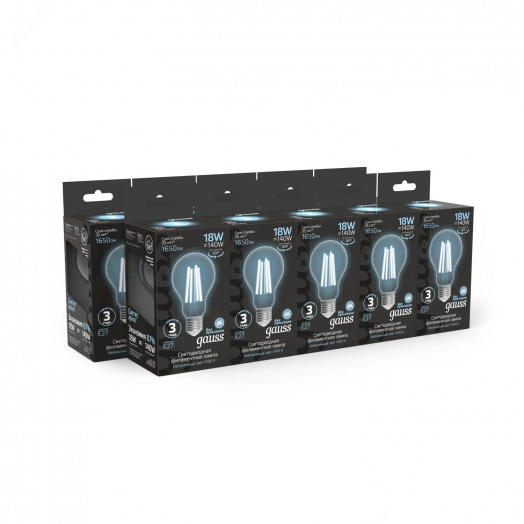 Лампа светодиодная филаментная LED 18 Вт 1650 лм 4100К AC210-240В E27 А60 (груша) нейтральный  Black Filament Gauss