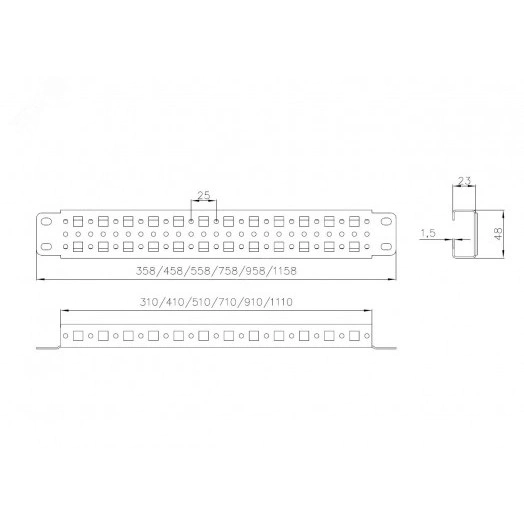 Профиль монтажный 23х48 для шкафов EMS ширина/глубина 1200 мм