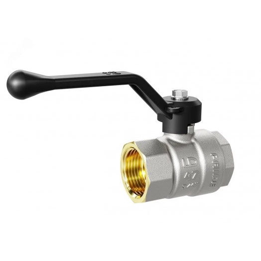 Кран шаровый латунный никелированный 11б27п1 Ду40 Ру25 (1 1/2') ВР/ВР рычаг