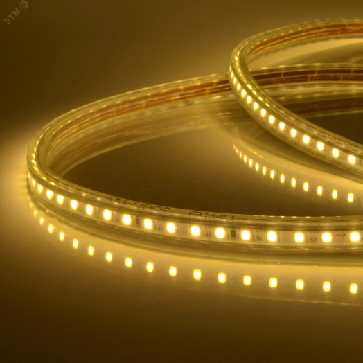Светодиодная гибкая герметичная лента ULS-2835-120LED/m-10mm-IP67-220V-10W/m-50M-3000K Бобина 50 м Теплый белый свет (3000K)