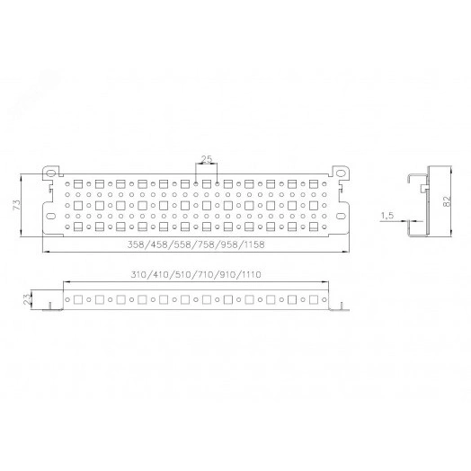 Профиль монтажный 23х73 для шкафов EMS ширина/глубина 1000 мм