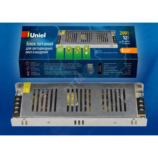 UET-VAS-200A20 12V IP20 Блок питания, 200Вт. Металлический корпус. TM