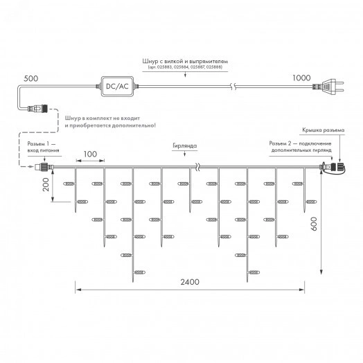 Светодиодная гирлянда ARD-EDGE-CLASSIC-2400x600-WHITE-88LED-MILK-STD White (230V, 6W) (Ardecoled, IP65)