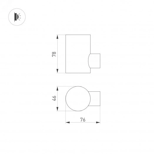 Светильник LGD-RAY-WALL-R46-3W Day4000 (GR, 24 deg, 230V) (, IP65 Металл, 3 года)