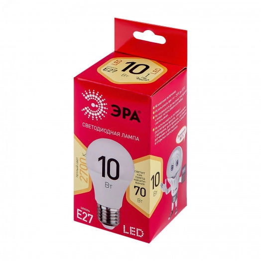 Лампа светодиодная 10 Вт груша теплый белый свет RED LINE LED A60-10W-827-E27 R E27 / Е27 ЭРА