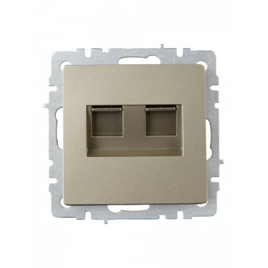 BRITE Розетка компьютерная двойная RJ45 кат.6 РК11-2-БрШ шампань IEK