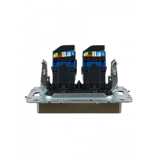 BRITE Розетка компьютерная двойная RJ45 кат.6 РК11-2-БрШ шампань IEK