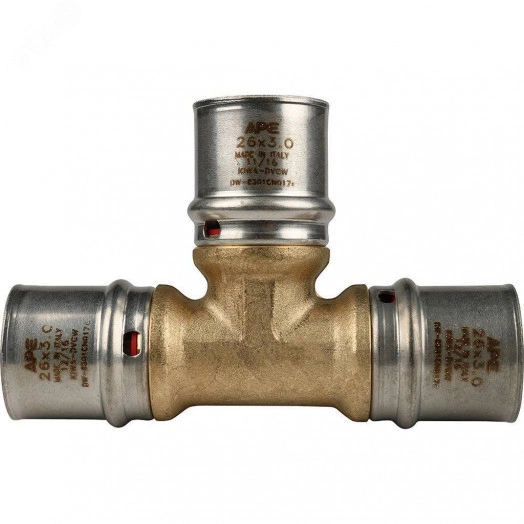 Тройник равнопроходный 26х26х26 для металлопластиковых труб прессовой