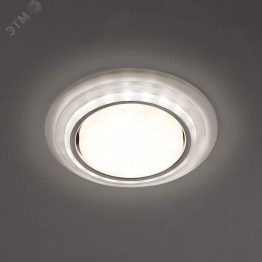 Светильник ДВО-15w GX53 без лампы со светодиодной подсветкой 4000К прозрачный хром