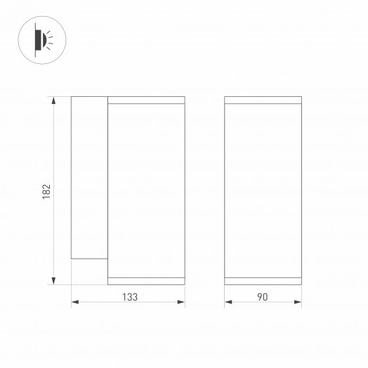 Светильник LGD-FORMA-WALL-R90-12W Warm3000 (GR, 44 deg, 230V) (ARL, IP54 Металл, 3 года)