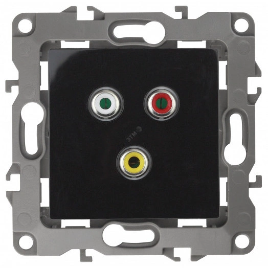 Розетка RCA, Эра12, чёрный, 12-3113-06