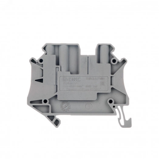 Клемма проходная , винтовой зажим, 3 точки подключения, 2.5 кв.мм, серая