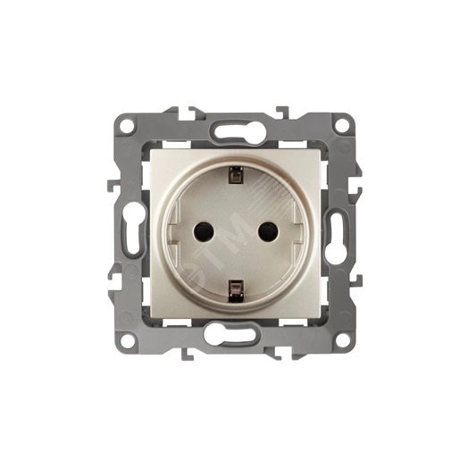 Розетка 2P+E Schuko, 16A-250В, б.л., Эра12, шампань, 12-2001-04