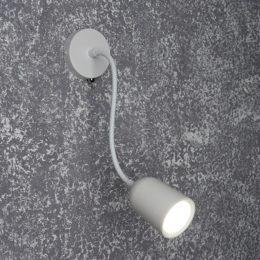 Светильник ДБО GU10 без лампы на гибком основании с выключателем белый