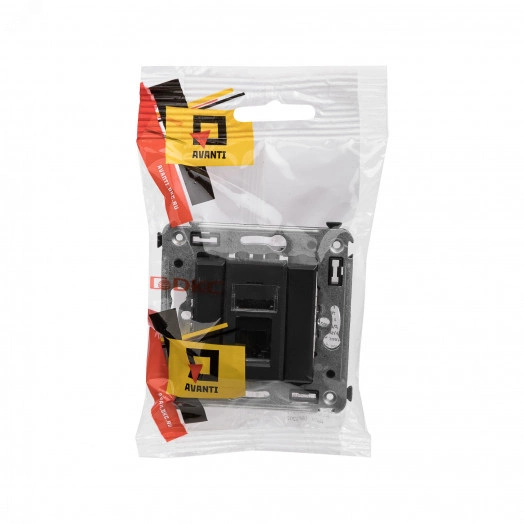 Avanti Телефонная розетка RJ-12 в стену одинарная  Черный матовый