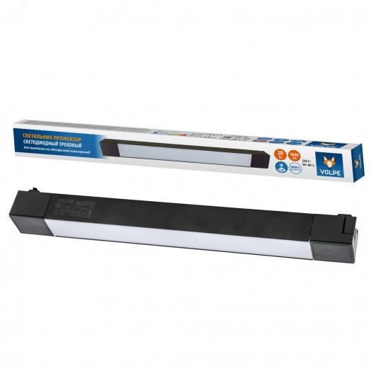 Светильник-прожектор ULB-Q281 20W/4000K BLACK светодиодный трековый Линейный 1600 Лм Белый свет (4000К) Корпус черный ТМ Volpe