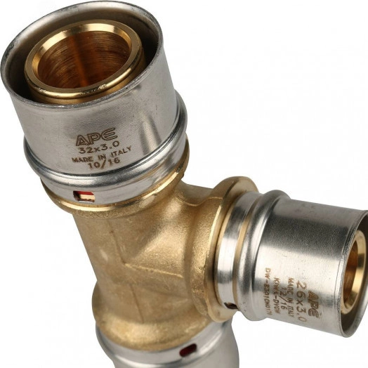 Тройник переходной 32х26х32 для металлопластиковых труб прессовой