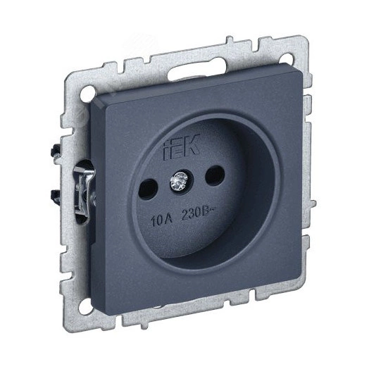 BRITE Розетка 1 пост без заземления с защитными шторками 10А РСш10-2-БрМ маренго IEK