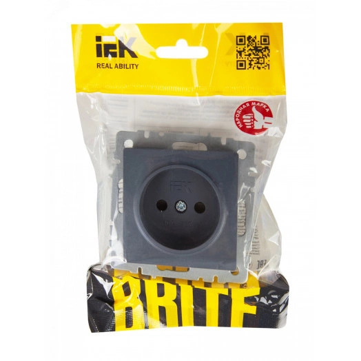 BRITE Розетка 1 пост без заземления с защитными шторками 10А РСш10-2-БрМ маренго IEK