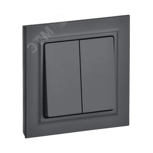 BRITE Выключатель двухклавишный 10А в сборе ВСР10-2-0-БрГ графит IEK