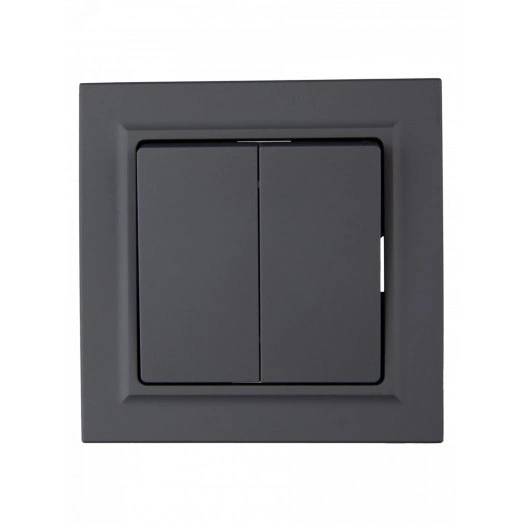 BRITE Выключатель двухклавишный 10А в сборе ВСР10-2-0-БрГ графит IEK