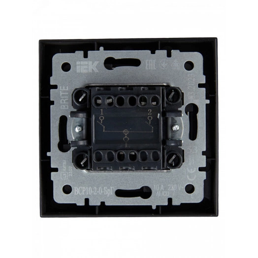 BRITE Выключатель двухклавишный 10А в сборе ВСР10-2-0-БрГ графит IEK