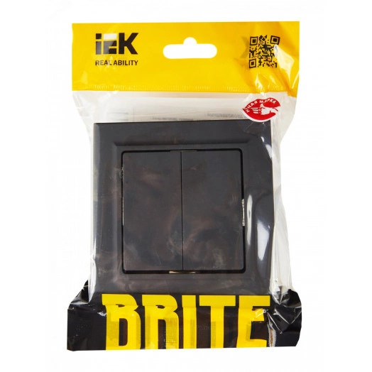 BRITE Выключатель двухклавишный 10А в сборе ВСР10-2-0-БрГ графит IEK