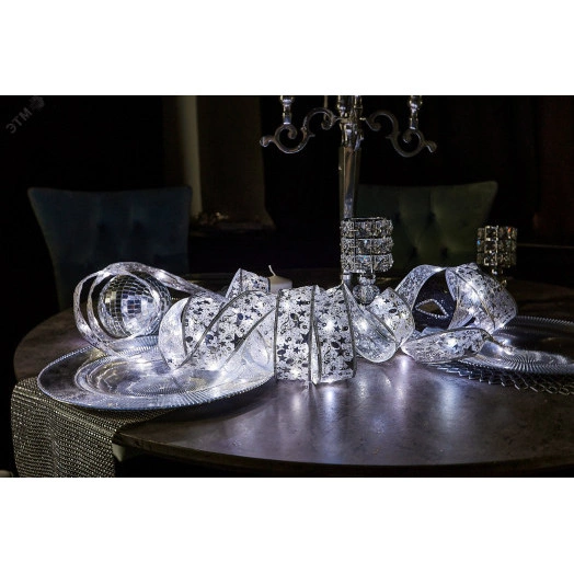 Гирлянда светодиодная Лента на батарейках 3AA (не в/к) 10м 100 светодиодов ULD-S1000-100/SCB/3AA WHITE IP20 RIBBON  Белый свет Провод медный