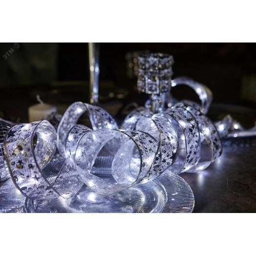 Гирлянда светодиодная Лента на батарейках 3AA (не в/к) 10м 100 светодиодов ULD-S1000-100/SCB/3AA WHITE IP20 RIBBON  Белый свет Провод медный