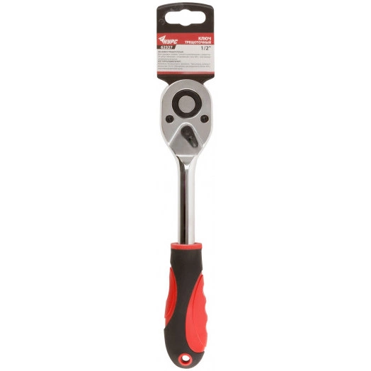 Вороток (трещотка), механизм легированная сталь 40Cr, пластиковая прорезиненная ручка, 1/2'', 24 зубца