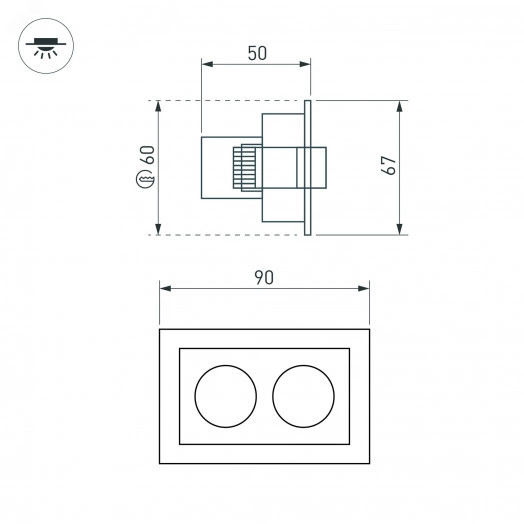 Светильник MS-ORIENT-BUILT-TURN-TC-S67x90-5W Day4000 (WH-BK, 30 deg, 230V) (ARL, IP20 Металл, 5 лет)