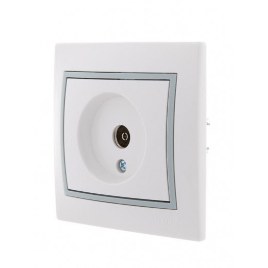 Розетка оконечная TV СП Mira 16А IP20 с сер. вставкой бел. LEZARD 701-0215-130 Розетка оконечная TV СП Mira 16А IP20 с сер. вставкой бел. LEZARD 701-0215-130