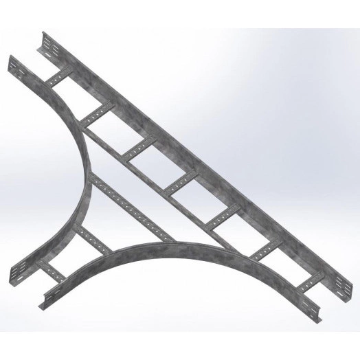 Тройник для лестничного лотка НЛО 400х80х3000 радиус 600 мм, толщ. 1,5 мм, гор. цинк