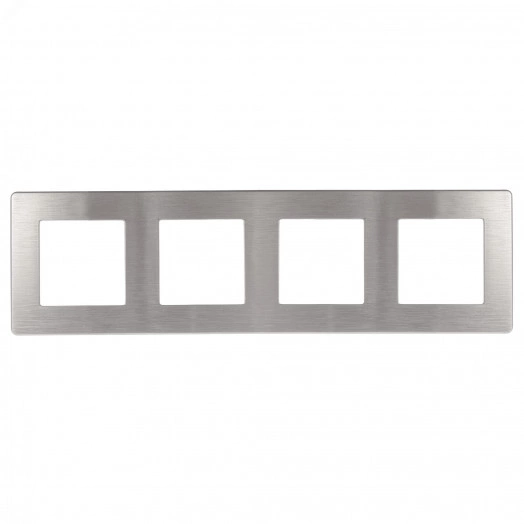 Рамка для розеток и выключателей Серия 12 12-5104-03 на 4 поста, Сатин, алюминий