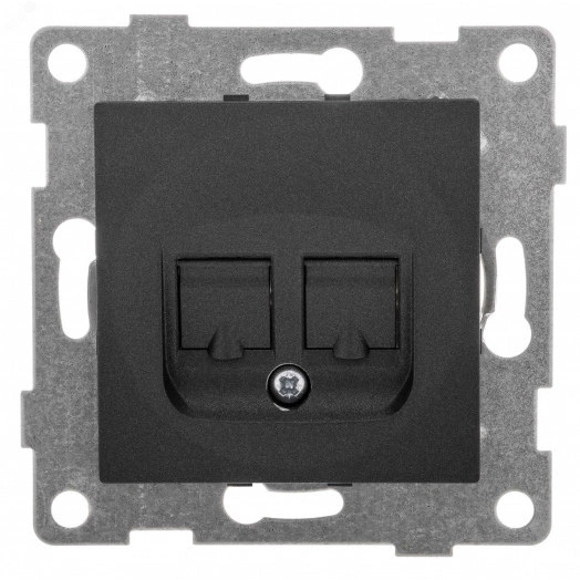 GUSI Bravo механизм розетки  компьютерной RJ45, двойной, скрытая установка.  Цвет графит.