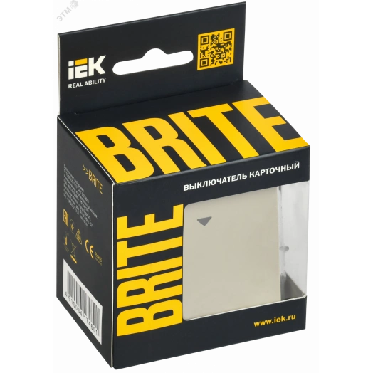 BRITE Выключатель карточный 30А ВС10-1-8-БрКр бежевый IEK