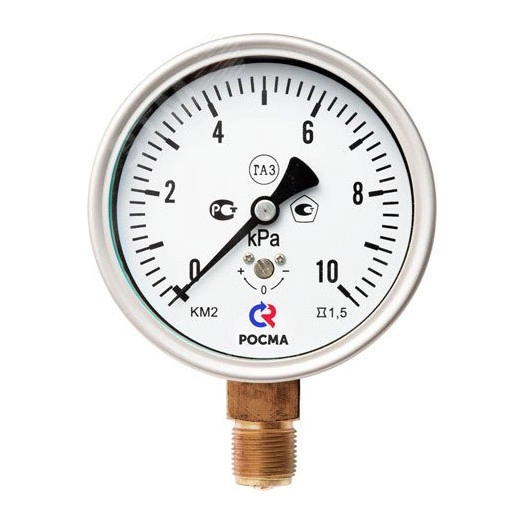 Манометр для измерения низких давлений газов радиальный КМ-22Р 0-40 kРа М20х1.5 100 мм кл.1.5 IP54